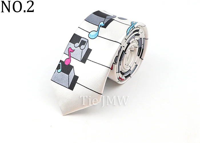 Men's Classic Skinny Tie Fashion Colorful Musical Notes Printed Piano Polyester 5cm Width Necktie Party Cosplay Gift Accessory