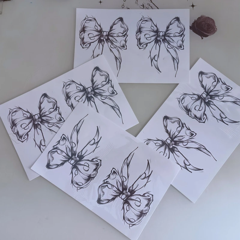 New 2021 Dark Bow Faux Tatouage Stickers Temporary Women Sexy Transferable Tattoo  Body Art Waterproof Long Lasting Thigh Tattoo