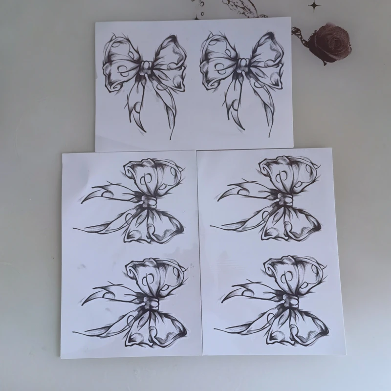 New 2021 Dark Bow Faux Tatouage Stickers Temporary Women Sexy Transferable Tattoo  Body Art Waterproof Long Lasting Thigh Tattoo