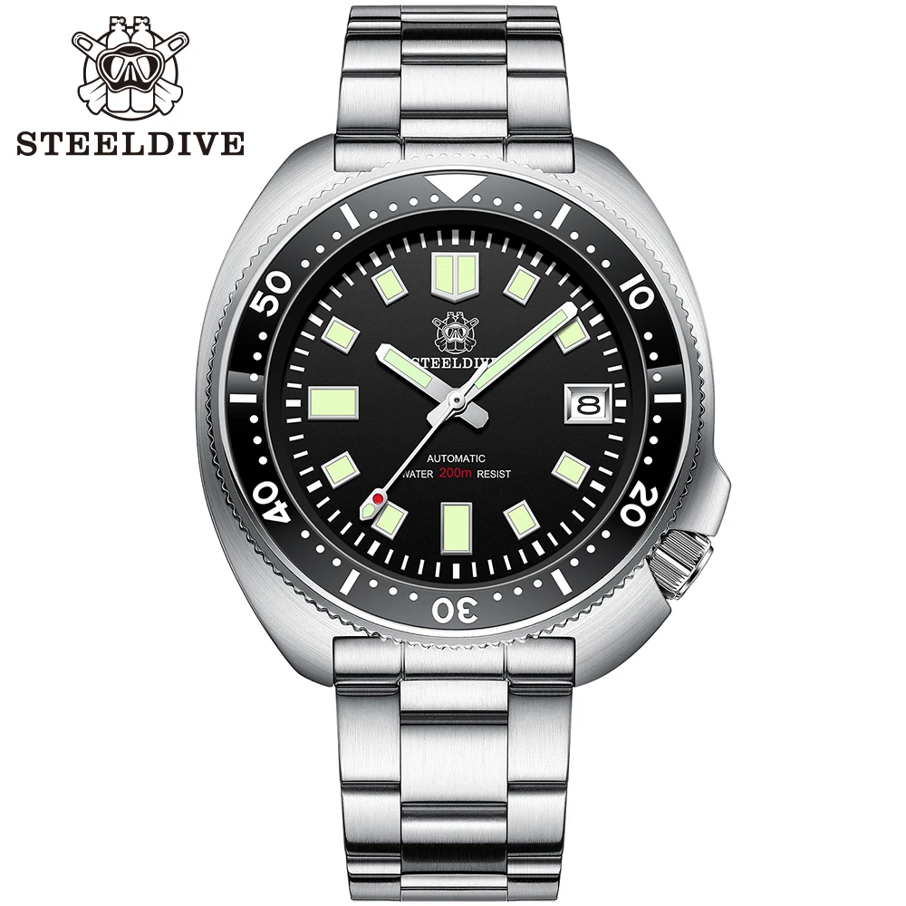 STEELDIVE SD1970 Automatic Turtle Dive Watch Replacement Bracelet 20MM Fully Brushed Signed Buckle Folding Clasp with Safety