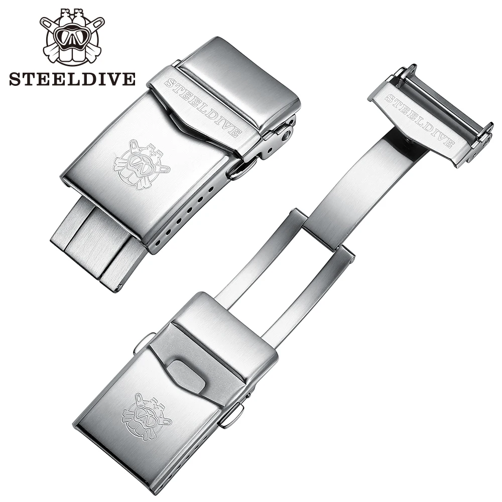 STEELDIVE SD1970 Automatic Turtle Dive Watch Replacement Bracelet 20MM Fully Brushed Signed Buckle Folding Clasp with Safety