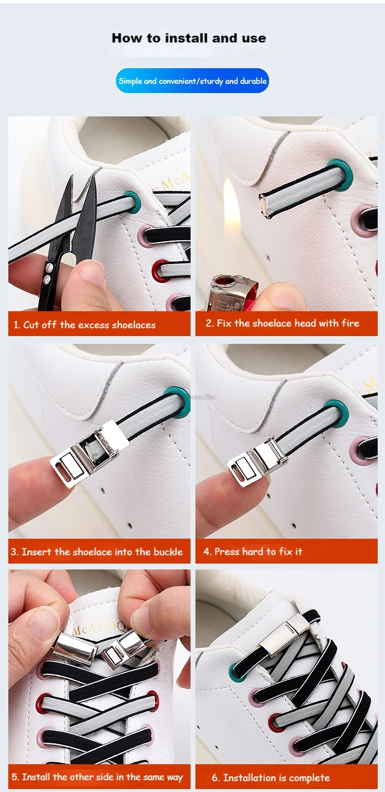 Magnetic Lock No tie Shoe laces Double color Elastic Shoelaces Sneakers for Shoelace Kids Adult Laces One Size Fits All Shoes