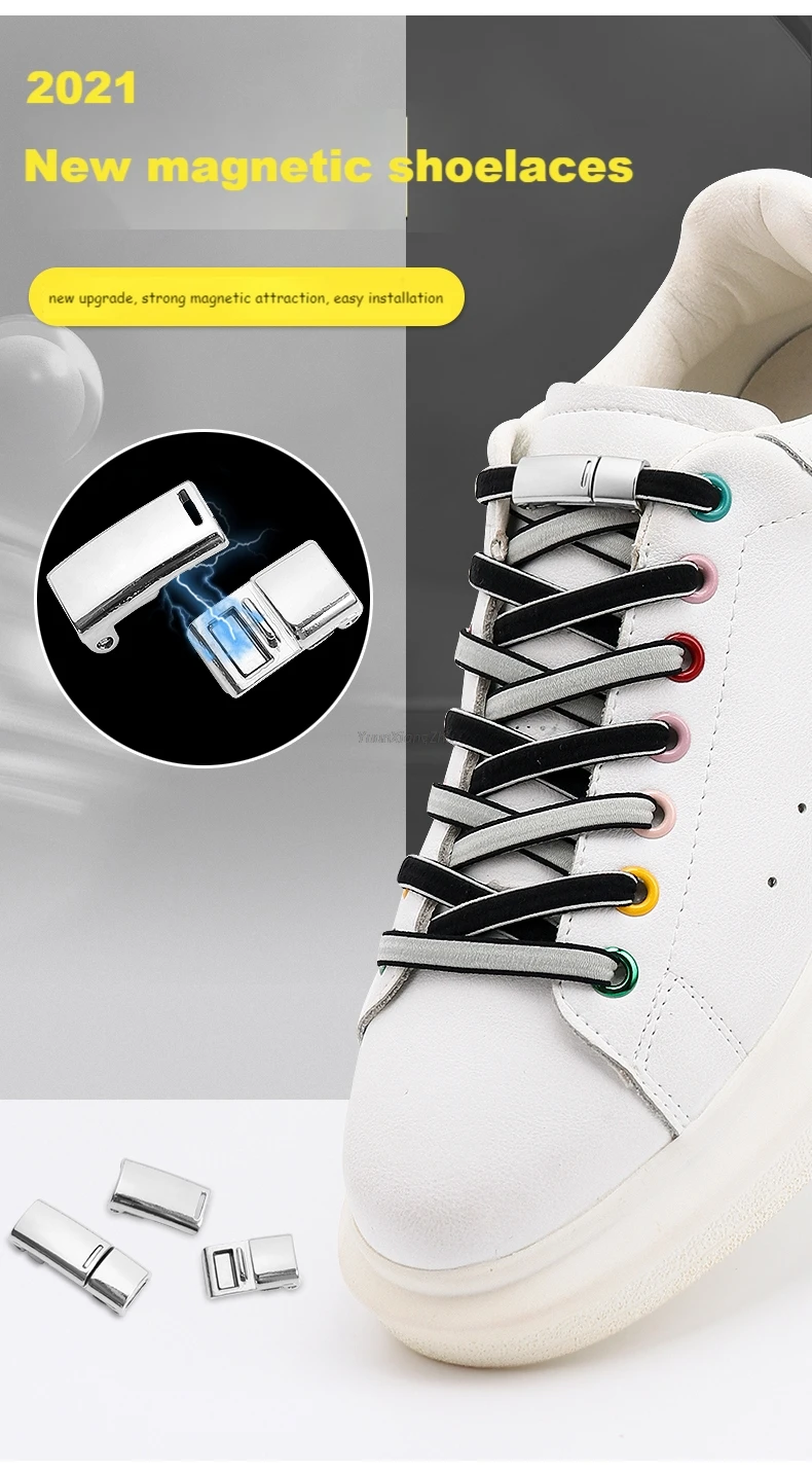 Magnetic Lock No tie Shoe laces Double color Elastic Shoelaces Sneakers for Shoelace Kids Adult Laces One Size Fits All Shoes