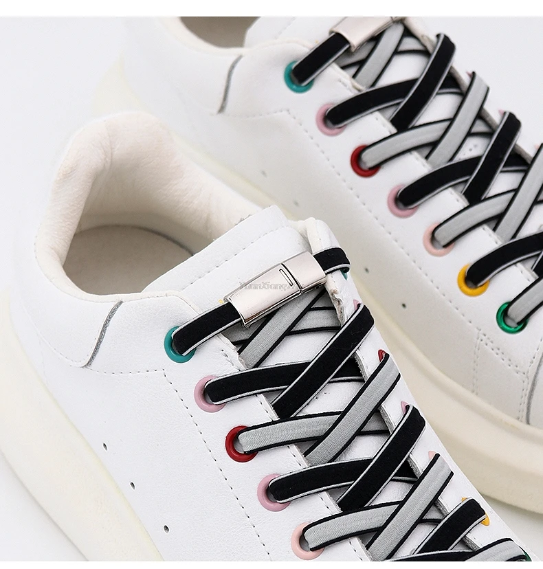 Magnetic Lock No tie Shoe laces Double color Elastic Shoelaces Sneakers for Shoelace Kids Adult Laces One Size Fits All Shoes