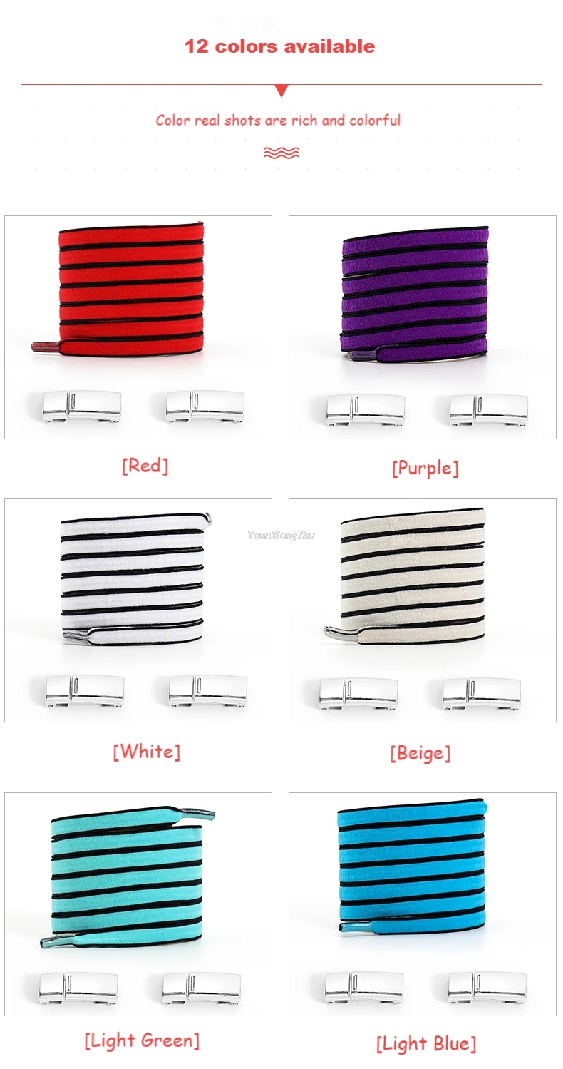 Magnetic Lock No tie Shoe laces Double color Elastic Shoelaces Sneakers for Shoelace Kids Adult Laces One Size Fits All Shoes
