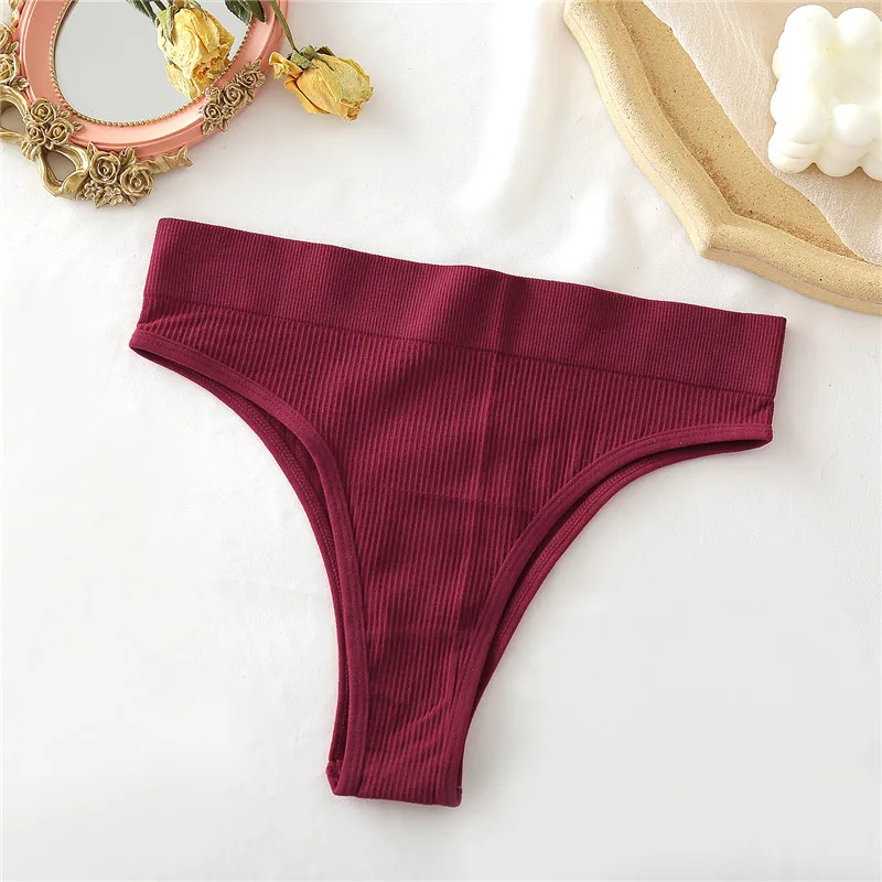 FINETOO Women's Panties Seamless High Waisted Thongs Woman Comfortable Briefs 9 Colors S-XL Sexy Underpants For Women