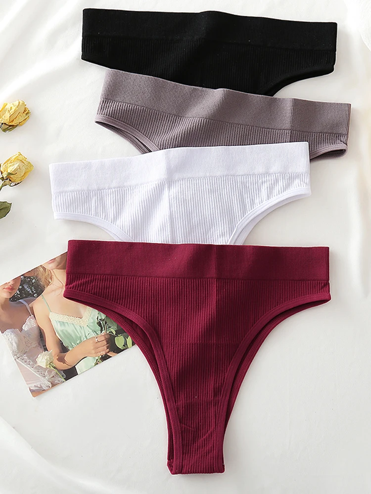 FINETOO Women's Panties Seamless High Waisted Thongs Woman Comfortable Briefs 9 Colors S-XL Sexy Underpants For Women