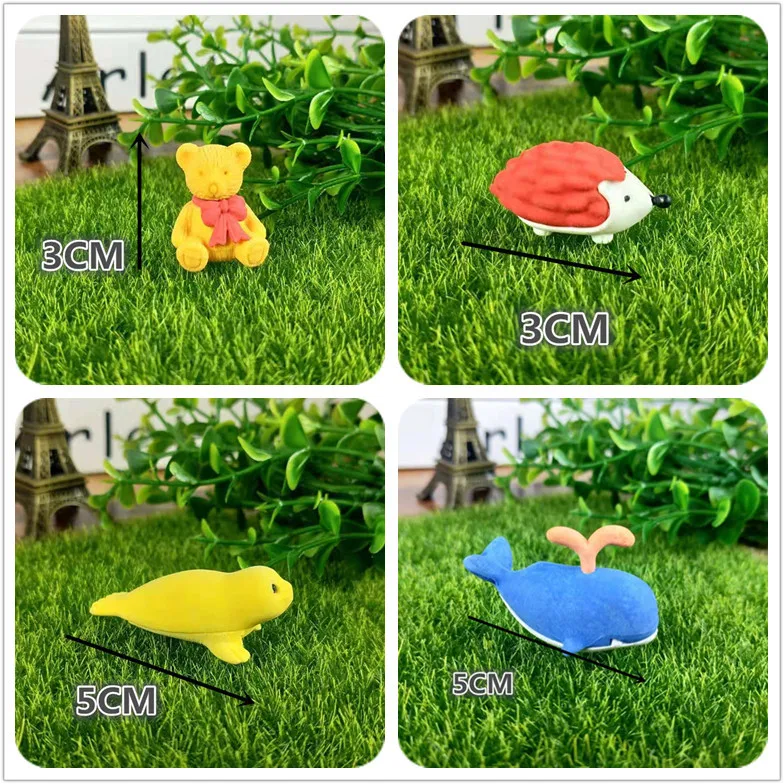 30/Pcs Creative Cute Animal Eraser Individual Package Detachable Eraser Student Prize Stationery Wholesale