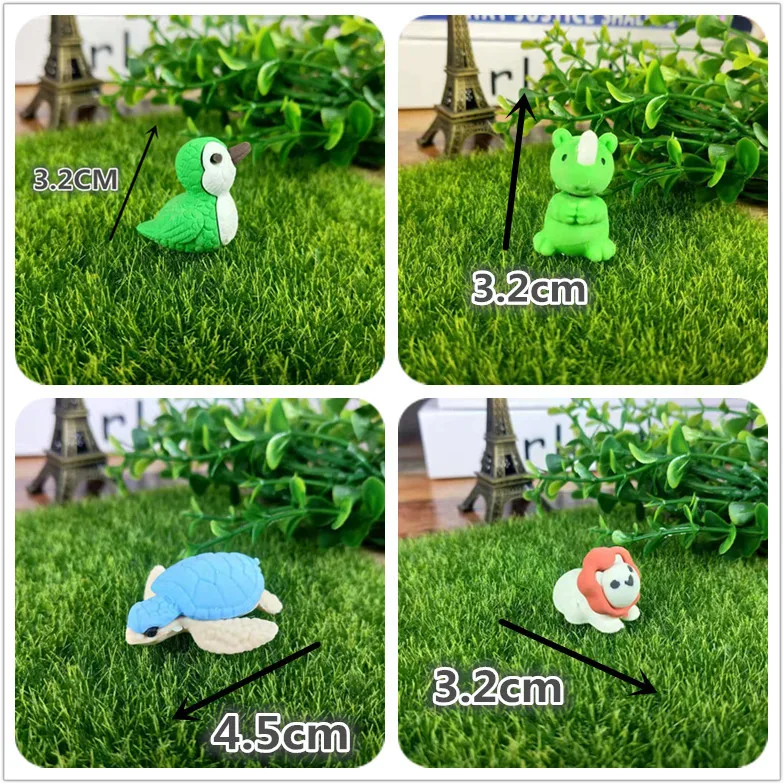 30/Pcs Creative Cute Animal Eraser Individual Package Detachable Eraser Student Prize Stationery Wholesale