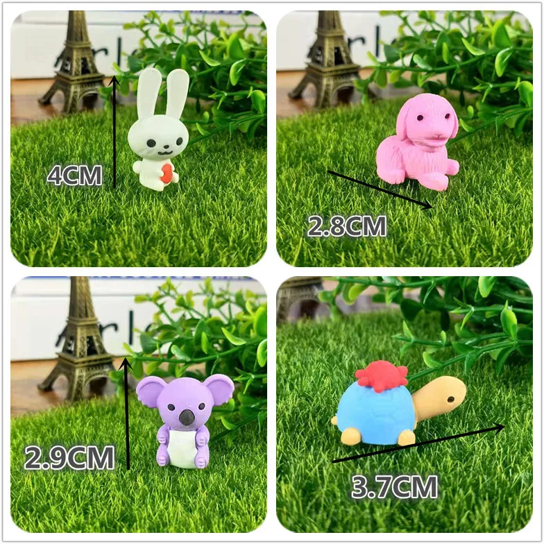 30/Pcs Creative Cute Animal Eraser Individual Package Detachable Eraser Student Prize Stationery Wholesale