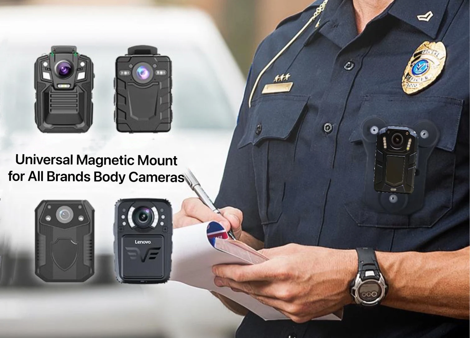 Universal Magnetic Police Camera Mount Compatible for All Brands Bodycams Strong Rare Earth Magnet Suction Clip