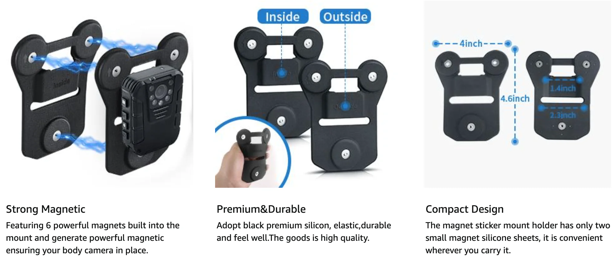 Universal Magnetic Police Camera Mount Compatible for All Brands Bodycams Strong Rare Earth Magnet Suction Clip