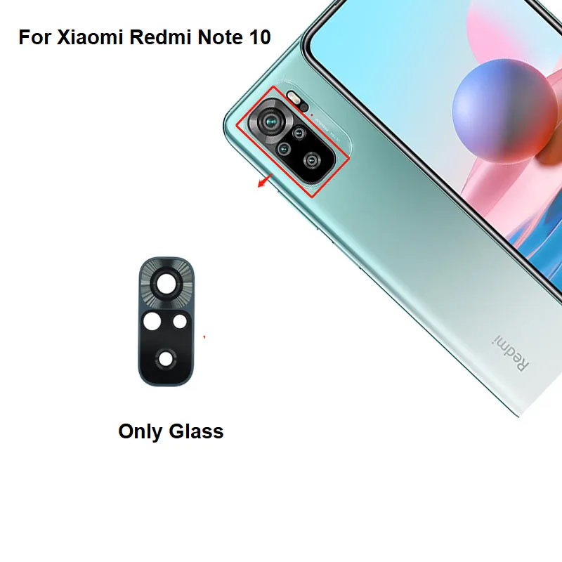 New For Xiaomi Redmi Note 10 10S Back Camera Glass Rear Lens Frame With Glue Sticker Adhesive 4G 5G 10T