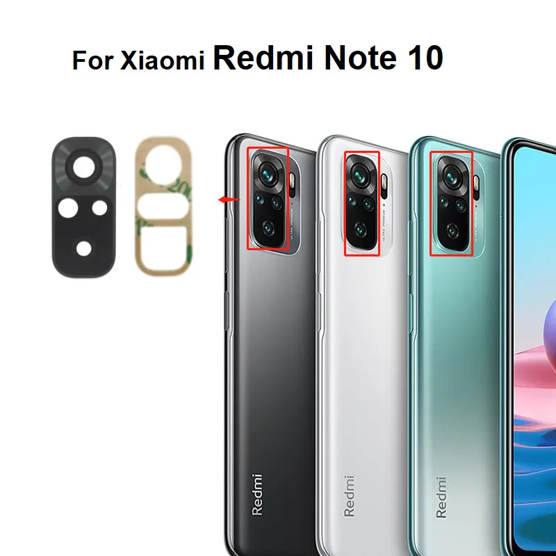 New For Xiaomi Redmi Note 10 10S Back Camera Glass Rear Lens Frame With Glue Sticker Adhesive 4G 5G 10T