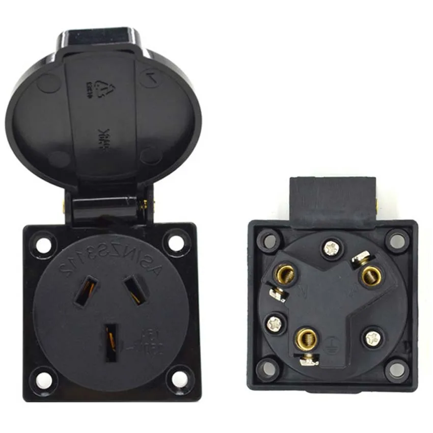 1pcs Black 10A 15A Australia Outdoor Industry Waterproof Socket New Zealand AU Power Electrical Wiring Receptacle Outlet 250V