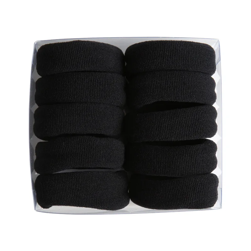 10PCS Big High Elastic Hair Bands Basic Black Wide Side Thick Rubber Band Women Girl Ponytail Holder Scrunchies Hair Accessories