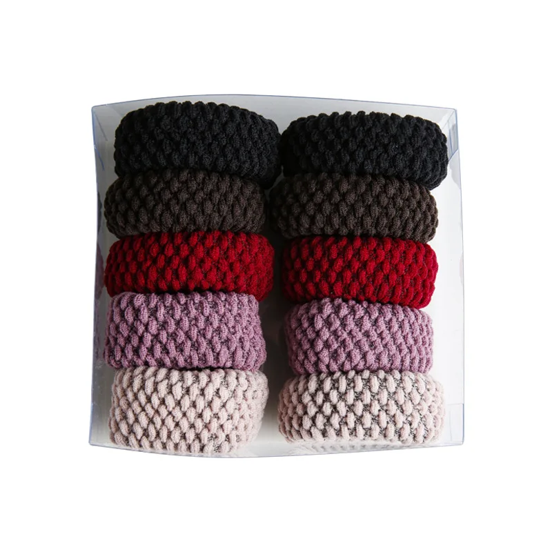 10PCS Big High Elastic Hair Bands Basic Black Wide Side Thick Rubber Band Women Girl Ponytail Holder Scrunchies Hair Accessories