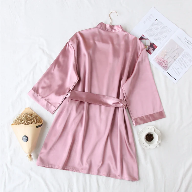 Summer Champagne Chinese Bride Wedding Robe Satin Sleepwear Women Nightgown Sexy Nightdress Lady Kimono Bathrobe Gown Negligee