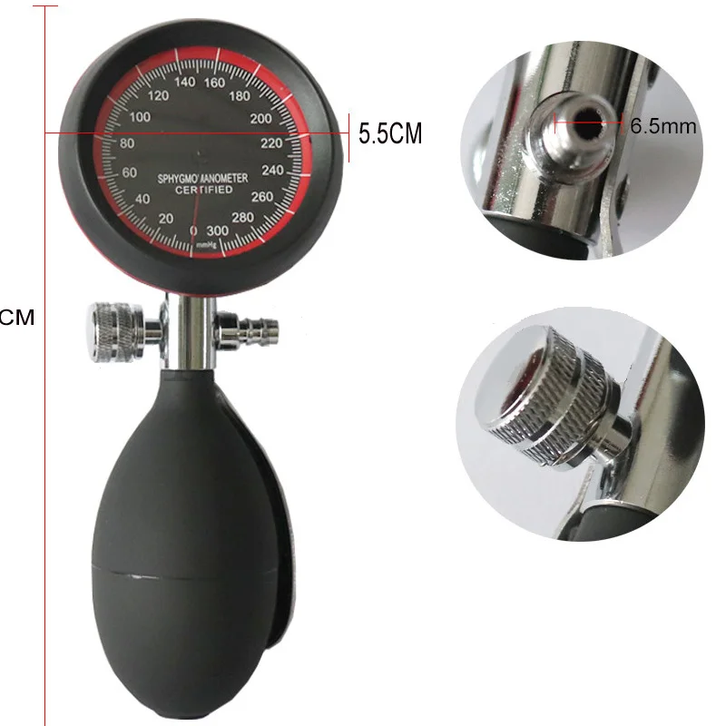 300mmhg Hand-Held Pressure Display Gauge With PVC ball For Aneroid Sphygmomanometer Blood Pressure Monitor Accessories