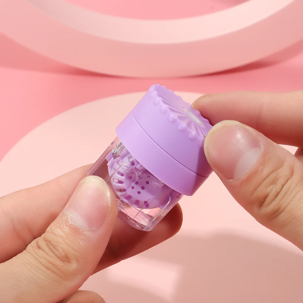 New 1PC Manually Rotatable Contact Lens Cleaner Case Portable Contact Lens Case Plastic Container Storage Holder Tools Accessori