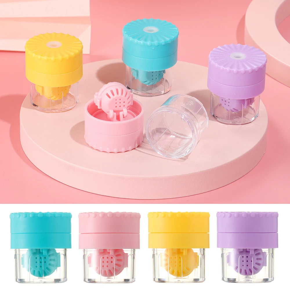 New 1PC Manually Rotatable Contact Lens Cleaner Case Portable Contact Lens Case Plastic Container Storage Holder Tools Accessori