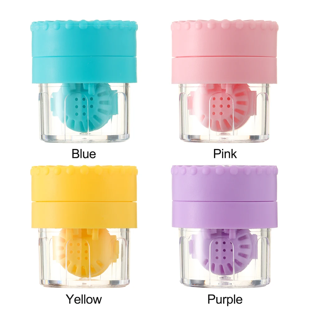 New 1PC Manually Rotatable Contact Lens Cleaner Case Portable Contact Lens Case Plastic Container Storage Holder Tools Accessori