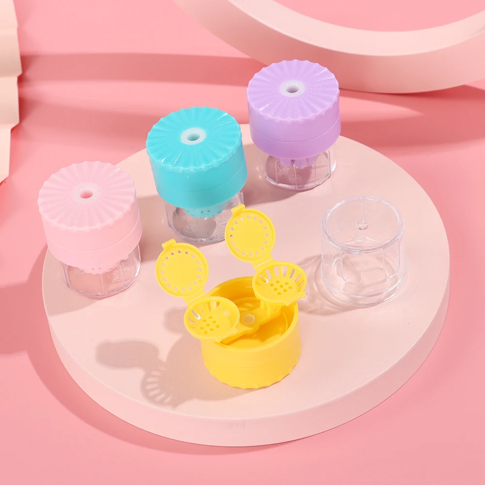 New 1PC Manually Rotatable Contact Lens Cleaner Case Portable Contact Lens Case Plastic Container Storage Holder Tools Accessori