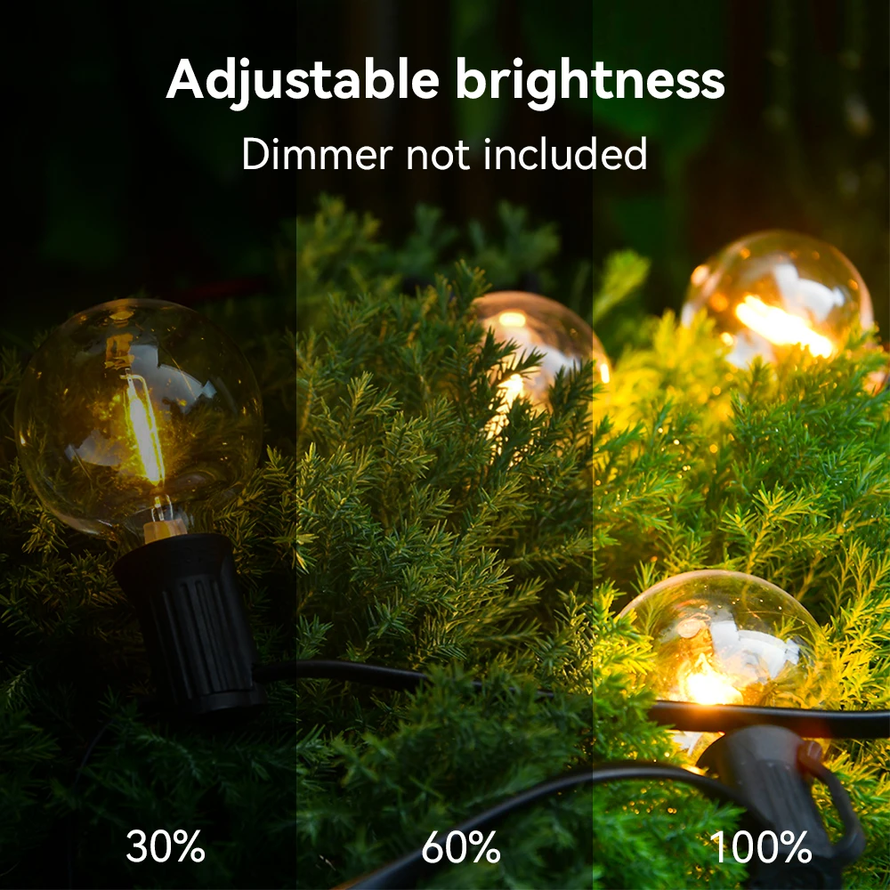 LED String Light G40 Shatterproof Light String IP44 Patio Light Outdoor Garland Light For Garden Wedding Decoration 18M 26M 45M