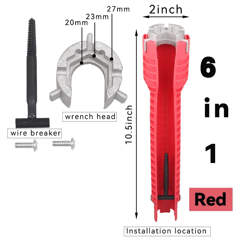 8 In 1 Flume Wrench Anti-slip Kitchen Sink Key Repair Wrench Bathroom Faucet Assembly Plumbing Installation Wrench Set