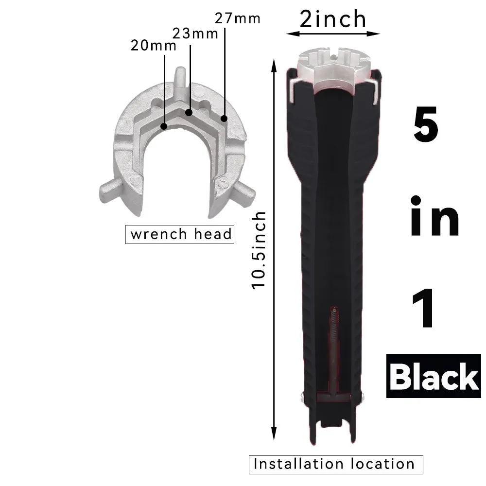 8 In 1 Flume Wrench Anti-slip Kitchen Sink Key Repair Wrench Bathroom Faucet Assembly Plumbing Installation Wrench Set