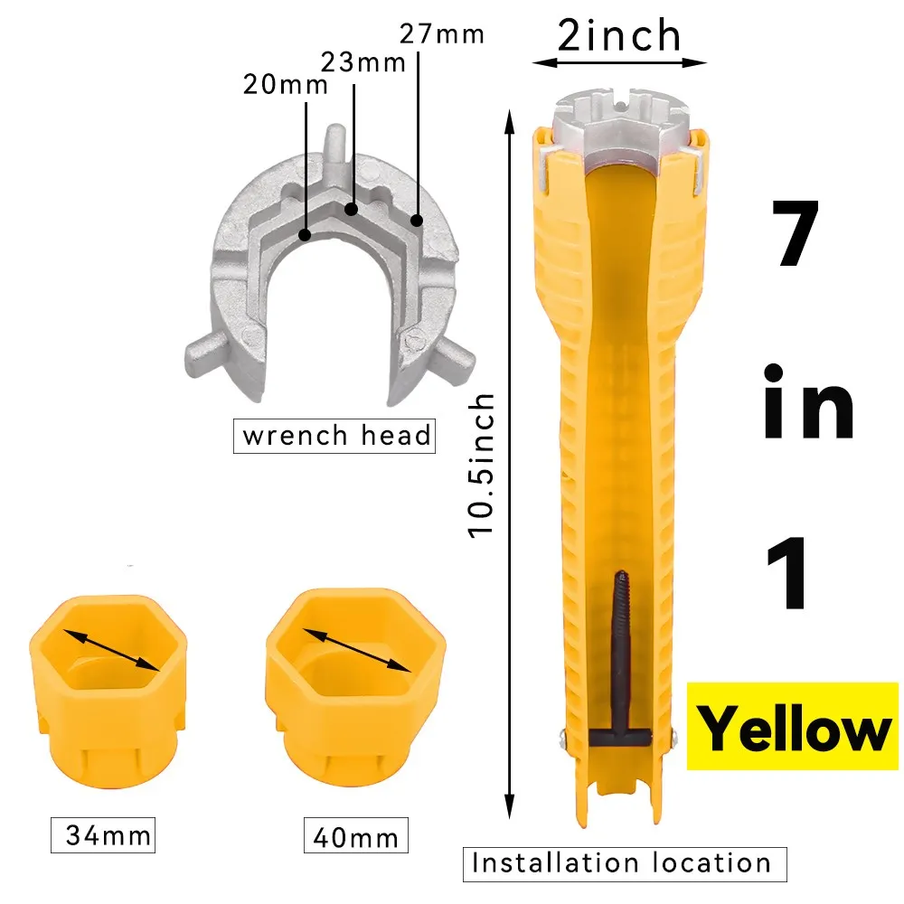 8 In 1 Flume Wrench Anti-slip Kitchen Sink Key Repair Wrench Bathroom Faucet Assembly Plumbing Installation Wrench Set