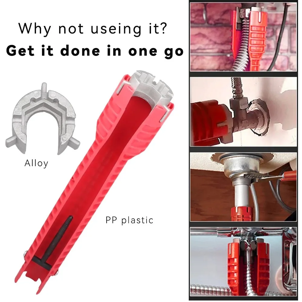 8 In 1 Flume Wrench Anti-slip Kitchen Sink Key Repair Wrench Bathroom Faucet Assembly Plumbing Installation Wrench Set