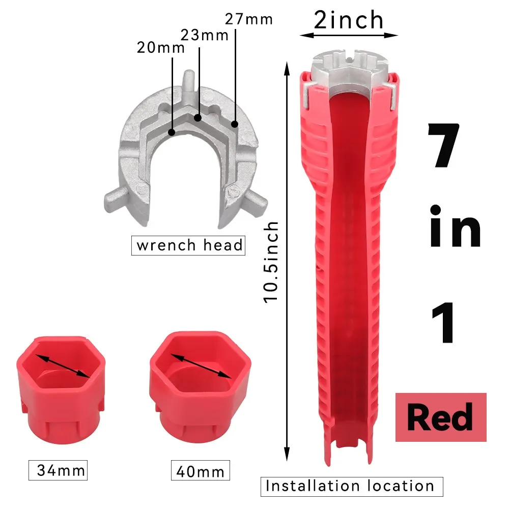 8 In 1 Flume Wrench Anti-slip Kitchen Sink Key Repair Wrench Bathroom Faucet Assembly Plumbing Installation Wrench Set
