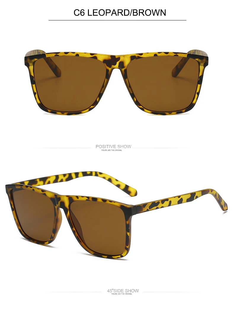 OEC CPO Square Men Sunglasses Big Frame Sunglasses Women Fashion Yellow Lens Sun Glasses Female Drive Beach Eyewear UV400 Glass