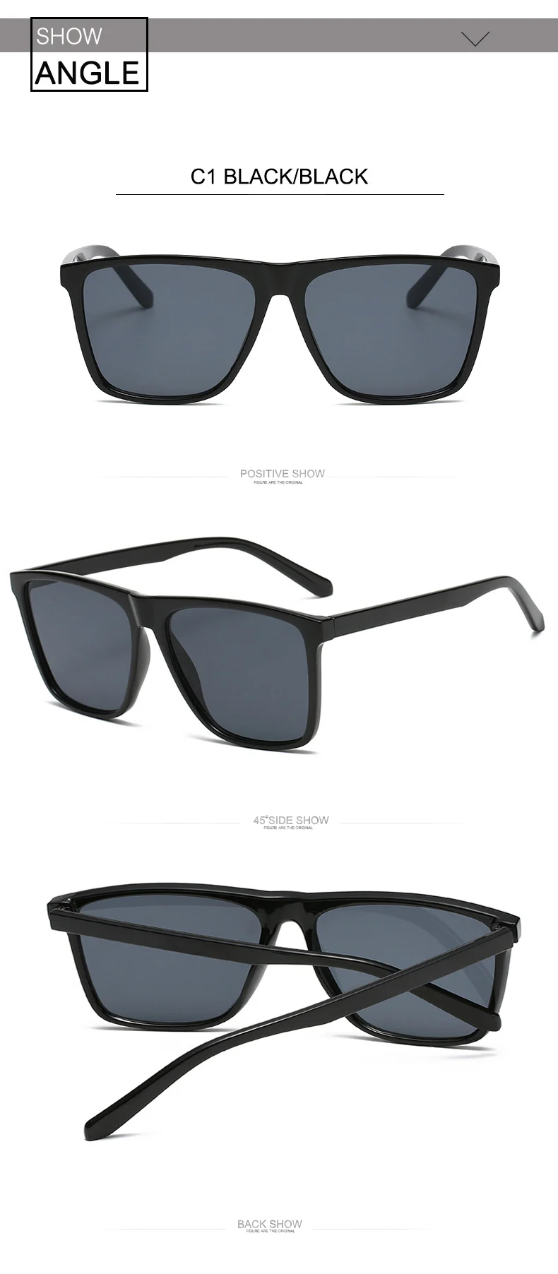 OEC CPO Square Men Sunglasses Big Frame Sunglasses Women Fashion Yellow Lens Sun Glasses Female Drive Beach Eyewear UV400 Glass