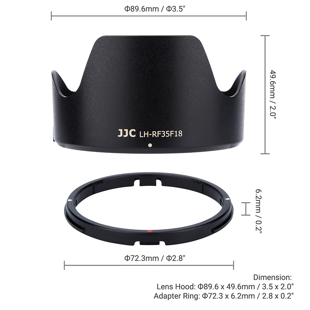 JJC Reversible RF 35mm Lens Hood Compatible With Canon RF 35mm F1.8 MACRO IS STM Lens for Canon EOS R RP Ra R5 R6 R7 R10 R3 C70