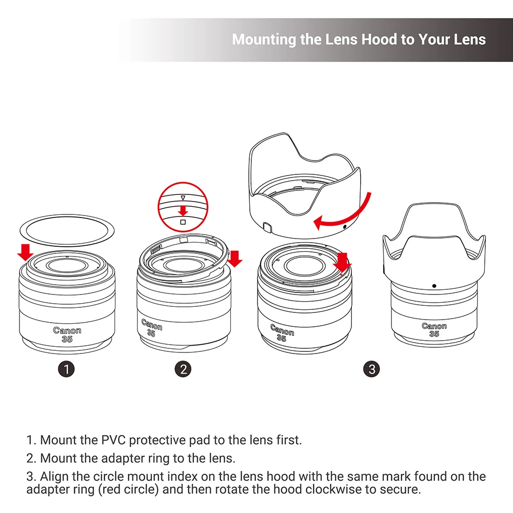 JJC Reversible RF 35mm Lens Hood Compatible With Canon RF 35mm F1.8 MACRO IS STM Lens for Canon EOS R RP Ra R5 R6 R7 R10 R3 C70