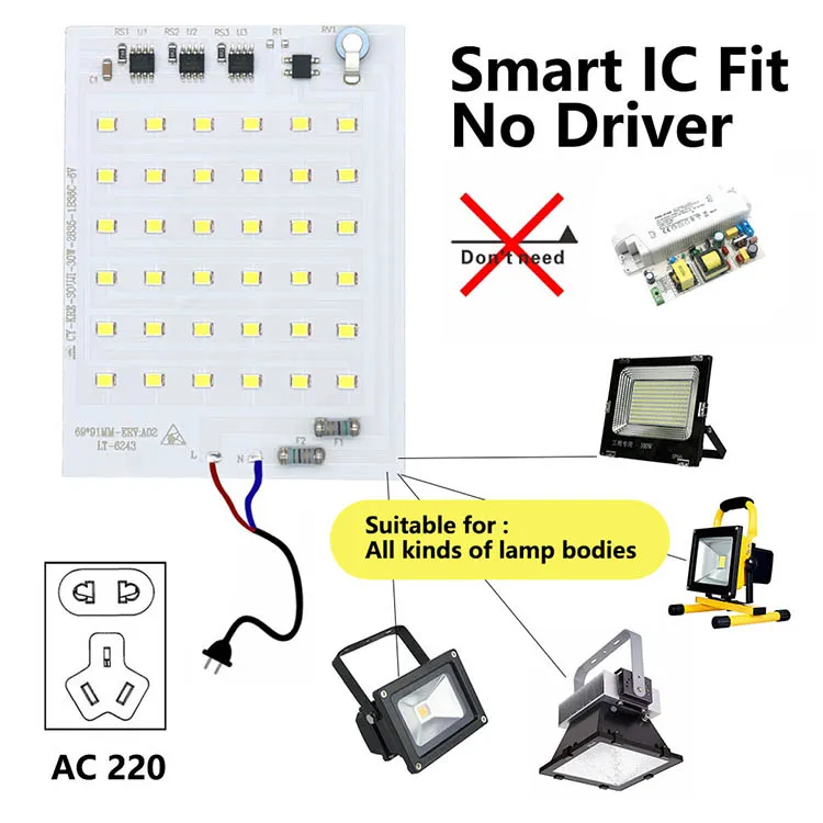LED COB Lamp Bead 10W 20W 30W 50W 100W 150W 200W AC 220V Smart IC No Need Driver DIY Flood Light Led Bulb Spotlight Chip Lamp