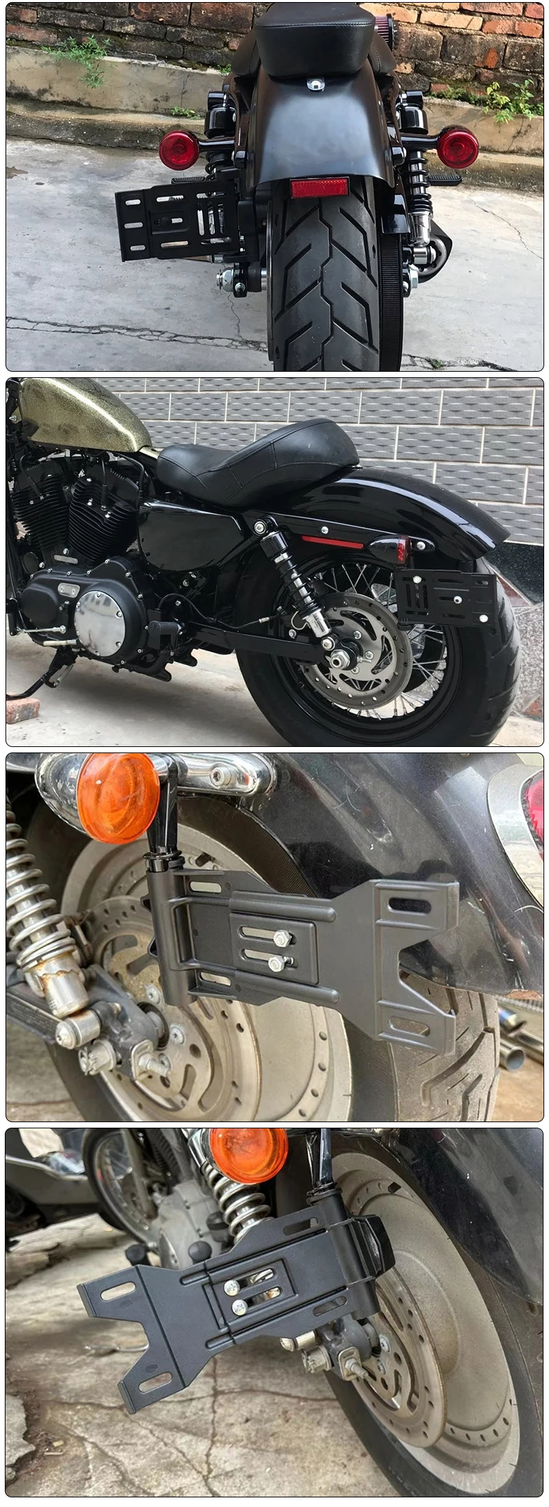 Motorcycle Side License Plate Holder LED Display Bracket For Harley Sportster XL883 XL 1200 Dyna Low Rider FXDLS Street Bob FXDB