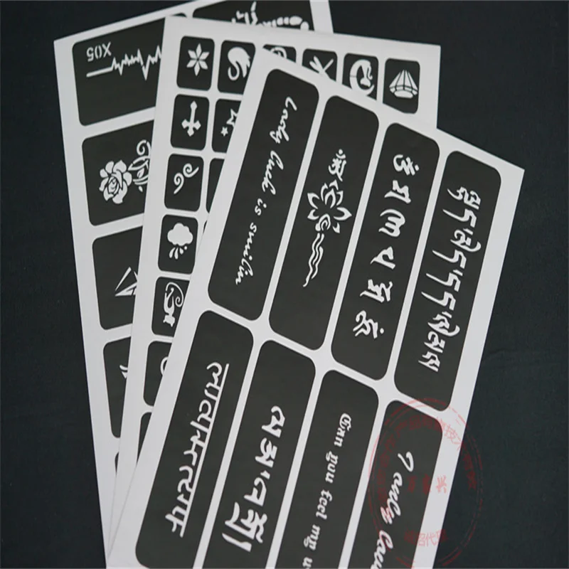 1 Book 635 Semi-Permanent Pattern Template Album Hollow English Color Drawing Book Tattoo Printing Sticker