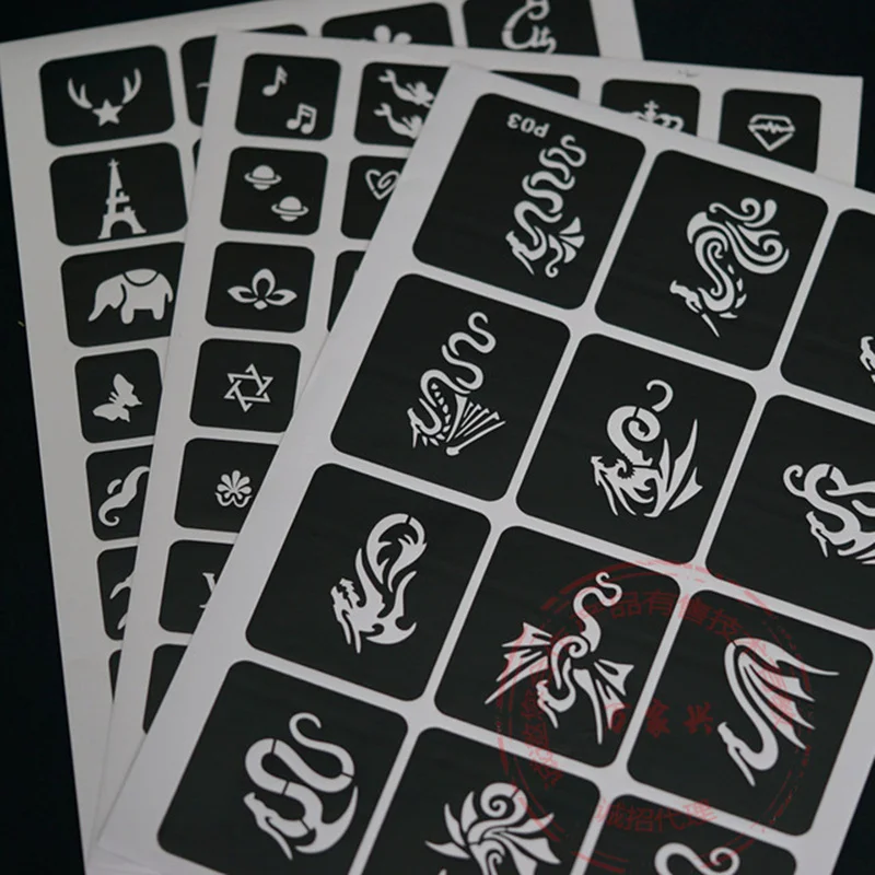 1 Book 635 Semi-Permanent Pattern Template Album Hollow English Color Drawing Book Tattoo Printing Sticker