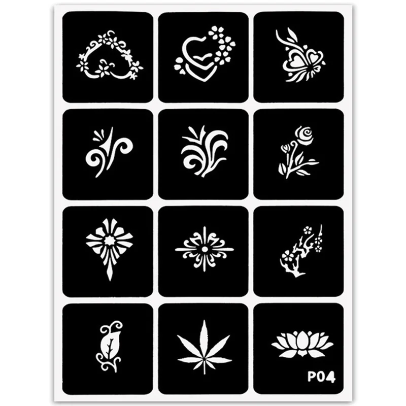 1 Book 635 Semi-Permanent Pattern Template Album Hollow English Color Drawing Book Tattoo Printing Sticker