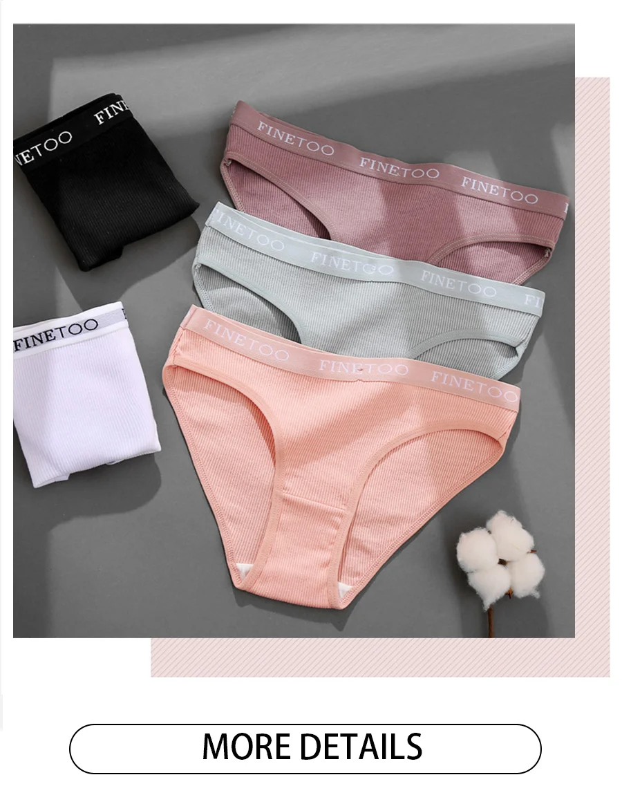 FINETOO 3Pcs/Set Women's Cotton Panties Fashion Letter Underpants Female Low-rise Briefs Underwear Sexy Ladies Lingerie M-2XL