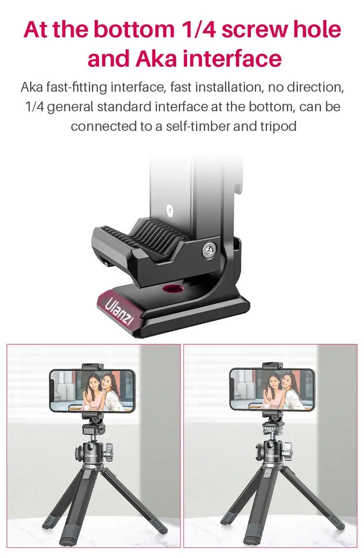 Ulanzi ST-27 Metal Vertical Shooting Phone Mount Holder Clip with Cold Shoe for Rode Wireless Go Microphone Video Light Vlog