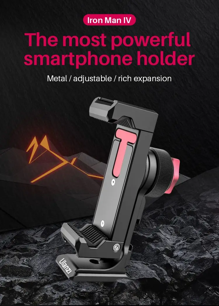 Ulanzi ST-27 Metal Vertical Shooting Phone Mount Holder Clip with Cold Shoe for Rode Wireless Go Microphone Video Light Vlog