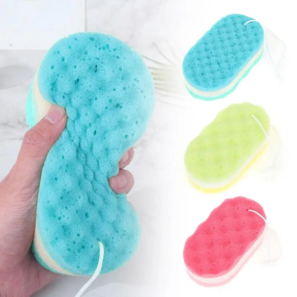 Three-layer Bath Sponge Body Brush Skin Clean Massage Cleaning Shower Brushes Kids Adults Foam Scrubbing Towel Rope Holder