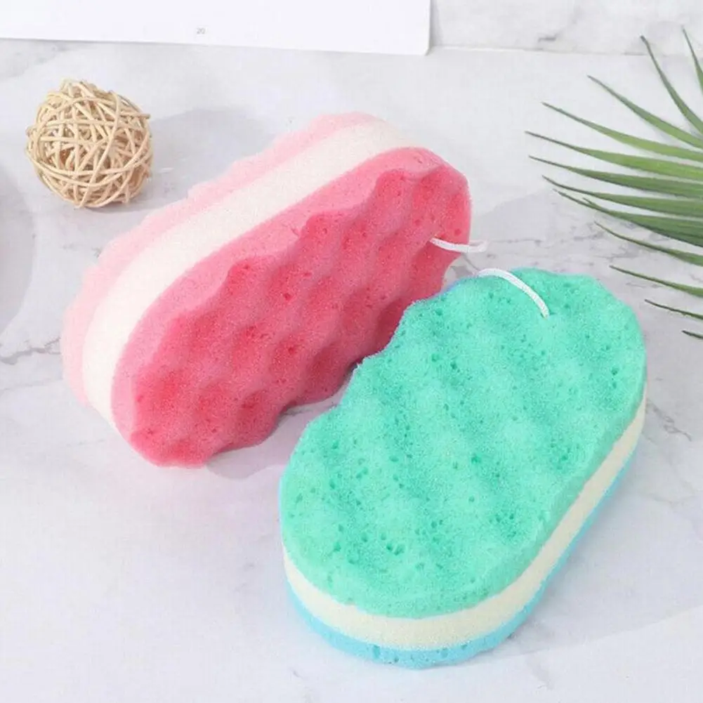 Three-layer Bath Sponge Body Brush Skin Clean Massage Cleaning Shower Brushes Kids Adults Foam Scrubbing Towel Rope Holder