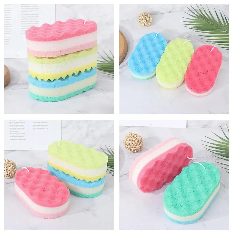 Three-layer Bath Sponge Body Brush Skin Clean Massage Cleaning Shower Brushes Kids Adults Foam Scrubbing Towel Rope Holder