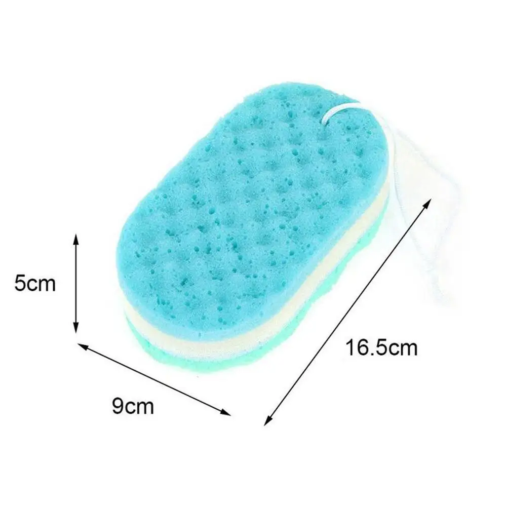 Three-layer Bath Sponge Body Brush Skin Clean Massage Cleaning Shower Brushes Kids Adults Foam Scrubbing Towel Rope Holder