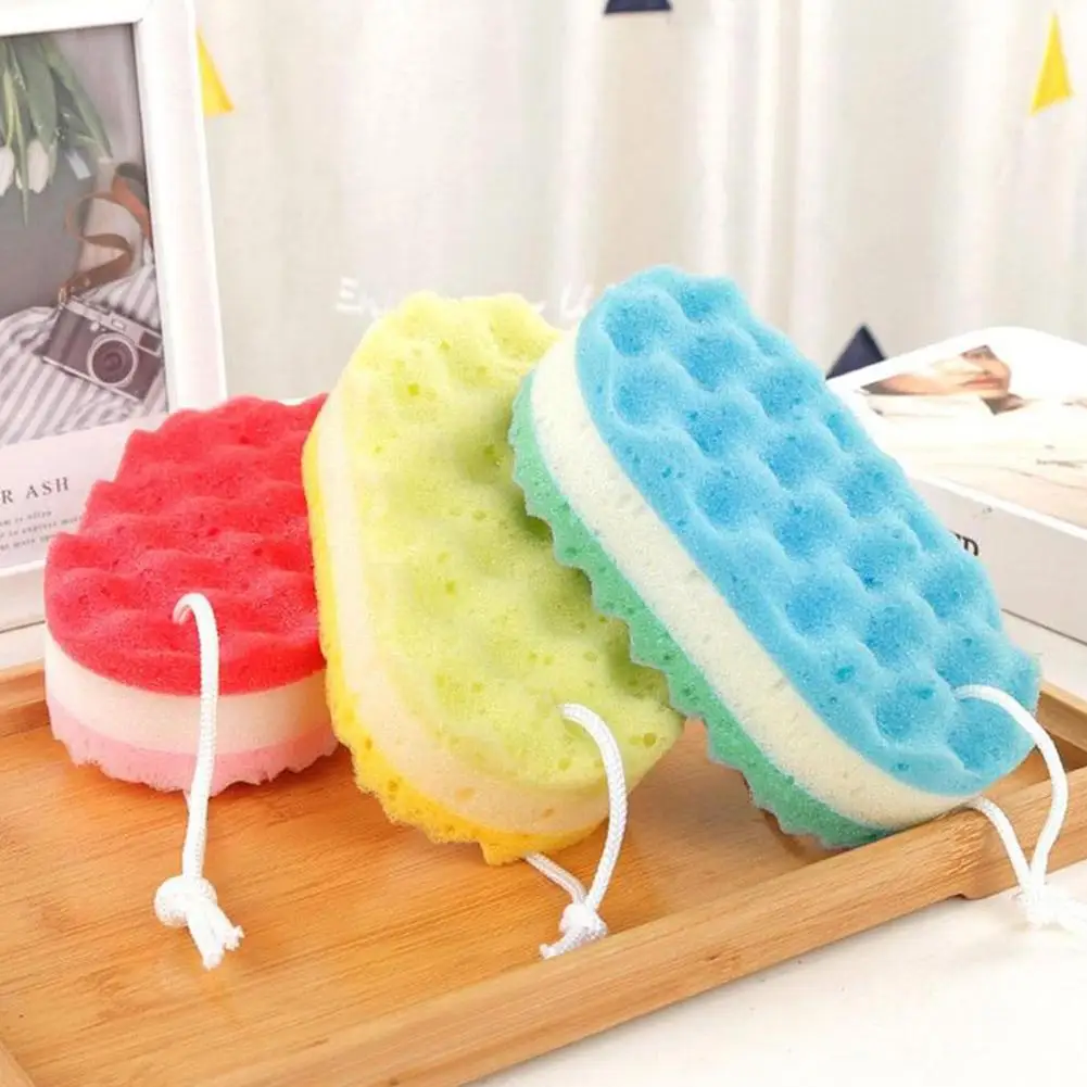 Three-layer Bath Sponge Body Brush Skin Clean Massage Cleaning Shower Brushes Kids Adults Foam Scrubbing Towel Rope Holder